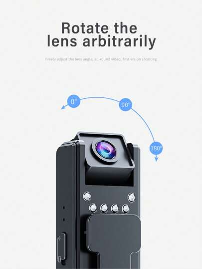 1080P Mini Body Camera 180° Rotatable Lens Mounted Small Portable IR Night Vision Police Bike view 4