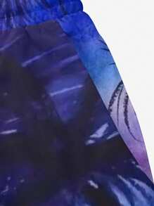 男士夏季泳衣沙滩短裤夏威夷度假休闲户外椰子树和热带植物3D数码印花日常休闲度假单层抽绳沙滩短裤