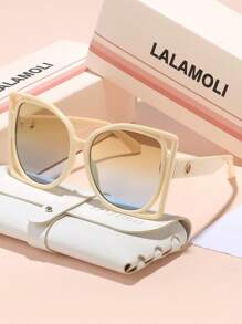 LALAMOLI 圆形全框时尚眼镜，奢华别致的高端质感，优雅女士夏季海滩派对渐变色度假礼物 - 彩色 - 查看 4