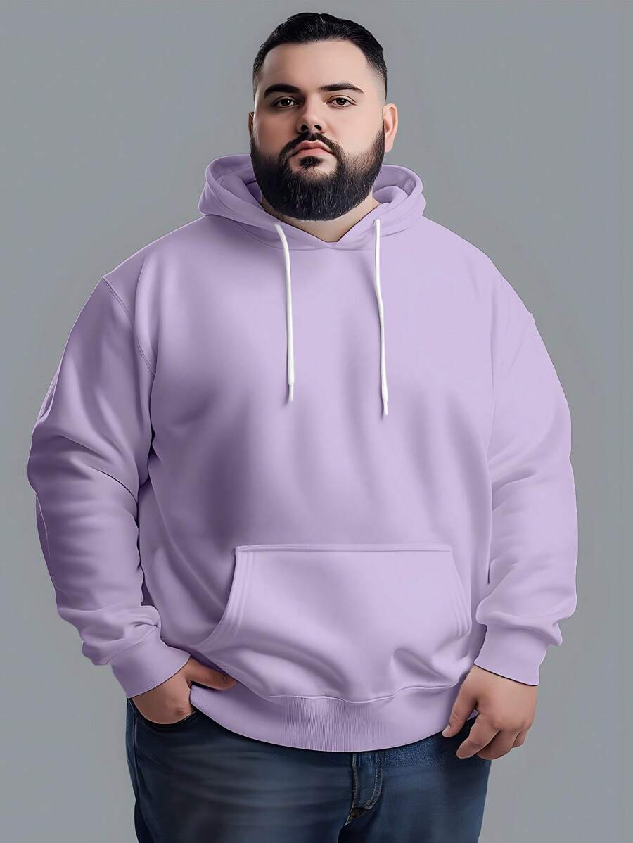 Men's Plus Size Sweatshirt  Hood Premium Mesh Cold Weather Blouse Basic Cotton Flannel Coat Various Colors - Màu tím - Xem 1