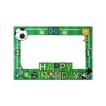 1 件足球生日主题镂空相框，涤纶材质，适合室内/室外、生日主题派对装饰和照片道具