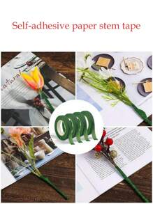 5/12 Rolls Green Floral Tape, Self-Adhesive Paper Stem Tapes For Artificial Flower Staminodes Wrapping, DIY Bouquets And Floral Craft