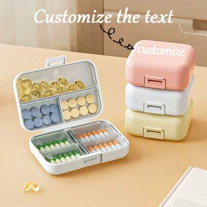 1pc Custom Pill Box Plastic Medicine Storage Box, Modern Portable Pill Storage Box For Travel, Travel Custom Pill Box