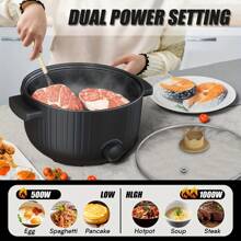 PANCERKA 3L Large Capacity Multi-Functional Electric Cooking Pot, 1000W Energy-Efficient With Adjustable Temperature Control, Ideal For Soups, Steaming, And Noodles, Portable Design For Dorms, Offices, And Travel, Non-Stick Easy-To-Clean Interior