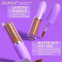 DUNUF 哑光丝绒高饱和度口红不沾杯持久唇釉唇泥保湿补水定妆口红 - 彩色 - 查看 8