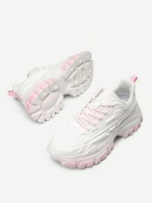 Womens Road Running Shoes, Women's Trainers Platform Lace-Up Comfortable Dad Sneakers