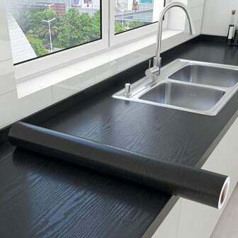 Película autoadhesiva impermeable de textura de madera para renovar encimeras de cocina y puertas de gabinete - Fácil de aplicar, resistente a rasgaduras, estilo estampado