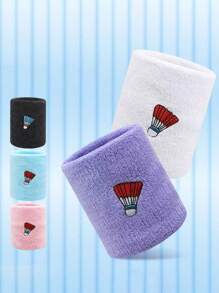 Men's Badminton Embroidered Wrist Sweatbands, Elastic Moisture-Wicking Thick Fleece Wrist Bands, Multiple Colors Available, Suitable For Basketball, Tennis, Baseball, Softball, Volleyball, Soccer, Running, Golf, Yoga, Archery, Gym, Weightlifting And Other Sports