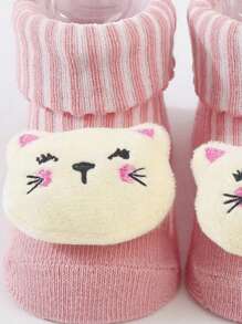 1 Pair Cartoon Doll Knitted Socks (No Transparent Sock Holder), Unisex Kids/Toddlers Socks, Y2K Style Outdoor Cold-Proof Casual Versatile Winter Warm Socks Suitable For Daily Wear