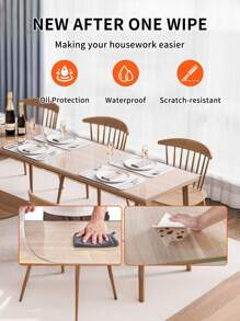 1pc Rectangular PVC Transparent Tabletop Protector Mat, Washable Anti-Slip Heat Insulation Desk Pad, Suitable For Home, Dining Table, Wedding, Holiday Party Decoration - Transparent - View 7