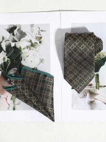 2 件男士休闲佩斯利花卉条纹领带和手帕套装，适合商务、派对和日常搭配