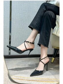 Women Heeled Sandals - 黑色7厘米 - 查看 7