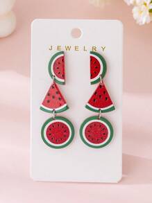 1 Pair Fashionable Women Watermelon Design Jewelry Earrings, Perfect Gift For Beach Vacation, Party