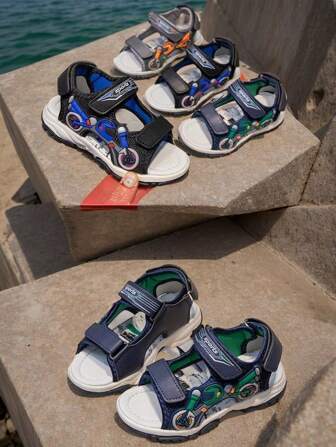 Boys' Fashion Hook And Loop Casual Sandals, Summer New Children Beach Shoes