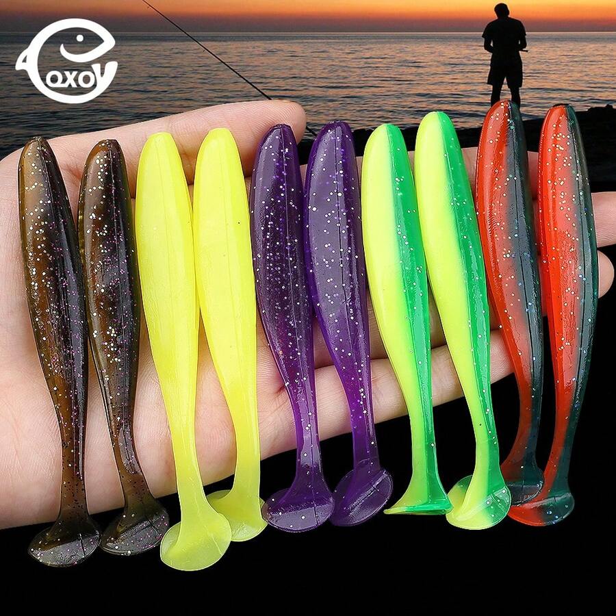 QXO 10pcs/Lot 13cm 10cm 7cm Soft Worm Lures Silicone Swimbait Bait Sea Fish Pva Wobblers Goods For Fishing Artificial Tackle