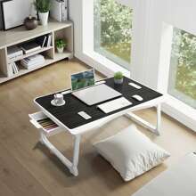 Table, Folding Lap Desk, Laptop Table, Laptop Bed Table Foldable, Notebook Cup, Drawer, For Sofa Couch Floor Working Studying Reading Writing Eating, Computer Stand Table Fit Up To 17" Laptop, Laptop Desk Bed Table, Folding Laptop Desk, Lap Desk - 黑色 - 查看 3