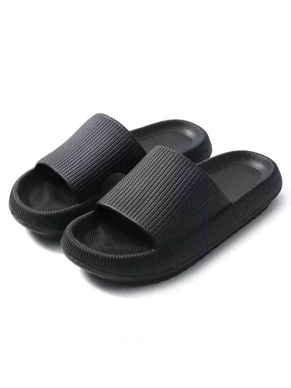 Neue Männer-Hausschuhe für den Sommer, bestverkaufter modischer vielseitiger Schwarz-Weiß-Gestreifter Sandale mit einzelnem Loch, flach erhöht, weich & bequem, rutschfest, geruchshemmend aus EVA Material, Unisex Hausschuhe für Badezimmer und Outdoor
