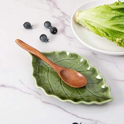 1/2-częściowa ceramiczna podstawka pod łyżkę do kuchenki, uroczy zielony uchwyt na łyżkę w kształcie liścia do blatu kuchennego, rustykalny uchwyt na szpatułkę w kształcie liścia, prezent na Dzień Matki, Święto Dziękczynienia, Boże Narodzenie
