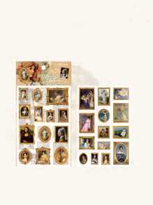 MOCARD 2 件/包复古欧洲绘画精装贴纸，适用于剪贴簿、DIY 装饰拼贴材料、礼品、个性化文具用品、学校用品、返校 - 棕色 - 查看 10