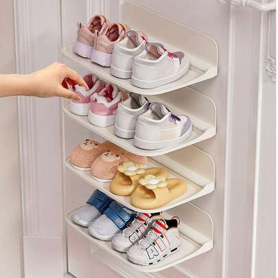 1 套壁挂式婴儿鞋架、入口鞋柜、用于鞋子存储和家居装饰的储物架、幼儿园婴儿礼物