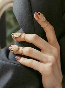 1pc Creative Textured Cubic Zirconia Metal Mechanical Wolf Claw Nail Tip Finger Rings, Jewelry Accessories - Multicolor - View 16