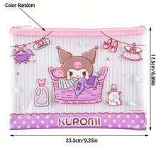 Sanrio (Autorisé) 1/3 pièces Sac de fichiers hello kitty de Sanrio, sac à mailles respirant Kuromi, sac de rangement d'accessoires Yuguigou, sac de classement de documents Melody, convient pour les écoles, les bureaux, styles aléatoires