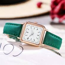 Square Ladies' Luminous Watch Simple & Delicate Women's Quartz Watch Women's Fashionable Simple Square Dial Wristwatch With Numerical Markers And Leather Strap Suitable For Daily Wear And Suitable For Birthday Gift, Anniversary Gift
