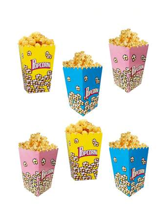 6/18/30pcs，一次性爆米花盒，鸡块包装盒，可折叠节日派对实物包装纸盒，油炸容器
