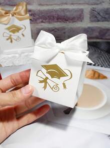 10 件毕业迷你礼盒 - 优雅的帽子和文凭设计，配缎带，非常适合毕业派对礼物、小礼物、巧克力和糖果 - 红色和白色可选，毕业庆典 - 7X5X7cm - 查看 7