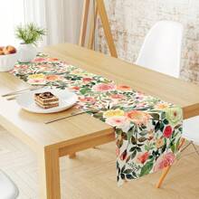 1PC Spring Summer Table Runner Floral Tablecloth Watercolor Rose Kitchen Table Decoration Vintage Spring Tablecloth Applicable