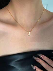 1pc Luxurious Rhinestone Cubic Zirconia Initial Customized Necklace, Stainless Steel Simple Letter Pendant Necklace, Personalized "MAMA" Necklace, Ideal Gift For Girlfriend, Mom, Family, Friend, Daughter, Anniversary, Valentine's Day, Mother's Day, Birthday, Graduation, Daily Wear, Wedding, Party - Gold Box Chain - View 7