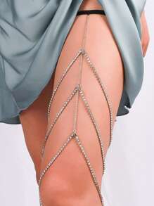 Cadena de pierna de cristal, cadena corporal de diamante de imitación, cadena de muslo para carnaval, accesorios de joyería corporal para mujeres y niñas - Multicolor - Ver 4