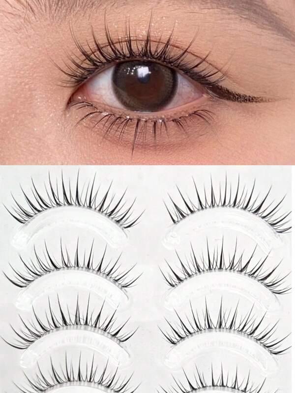10 pièces/paquet Faux cils transparents ultra-fins et doux, style fée. 1 pièce design en une seule pièce donnant 1 pièce aspect naturel long et épais