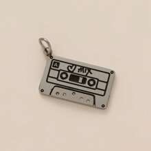 1Pc Stainless Steel Material Fashionable Daily Elements Cassette Cake Headphones Shoe Shaped Pendant, Colorful Zirconia DIY Accessories Necklace Bracelet Earring Pendant, Electroplated 18K Gold, A Gift For Wife And Mother