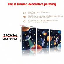 3 Canvas Poster Prints, Astronauts In Space, Rockets, Aliens, Planets, Star Art Decor, Science Fiction, Watercolors, Home Decor Wall Art - Canvas (Optional Frames) Gifts Birthday Graduation