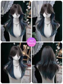 1 Piece Synthetic Heat-Resistant ,Long Straight Hair Wig In Multi Color Wigs , Made From Fiber, Suitable For Daily Use, Natural And Realistic Wig(Excluding Accessories) - Multicolor - View 9