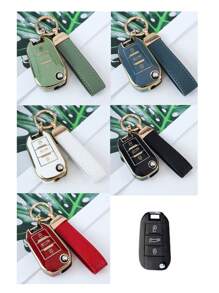 TPU Soft Key Fob Cover Case Compatible With Peugeot 3-Button Folding Car Key, Fits Models 208, 308, 408, C3, C4, Anti-Drop And Dust-Proof, Elegant High-End Key Holder, Suitable For Women - Big Keychain - View 13