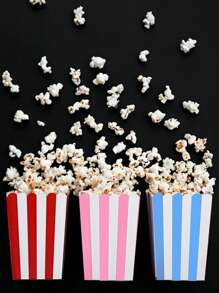 20/10/5pcs Striped Popcorn Paper Boxes, Party Favor Bags, Candy Boxes For Birthday Party, Snacks Containers For Movie Theatre, Popcorn, Fries, Chicken Nuggets Back To School