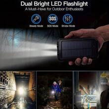 Solar Charger-10000mAh Solar Charger Power Bank -Portable Solar Phone Battery Panel Charger, QC3.0 Dual USB Port Battery Pack Charger Portable For All Cell Phones & Electronic Devices- Long Lasting, Travel Camping, LED Flashlight, The Best Gift For Festival