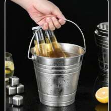 304 Stainless Steel Ice Bucket, Ice Bucket, Ice Tongs, Portable Ice Bucket, Convenient Ice Bucket, Long Cold Storage Time, Thickened Material, Multi-Purpose Portable Bucket, Portable Bucket, Gift For Father - Multicolor - View 9