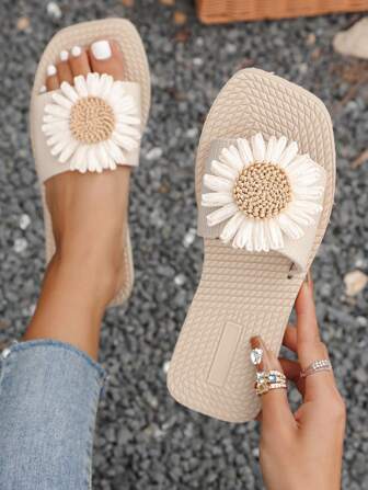 2025 新款时尚舒适轻便百搭女士凉鞋，带蝴蝶结装饰和水钻，露趾，平底，适合海滩、泳池、度假，防滑耐用，高端感觉