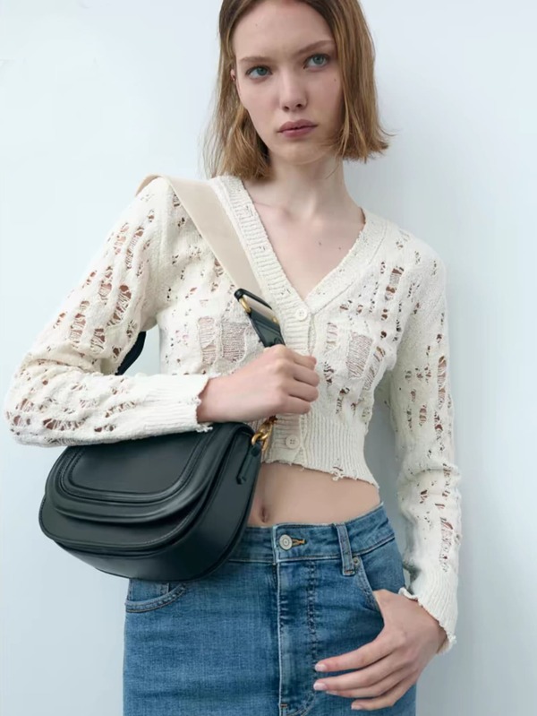 Women's Saddlebag Shoulder Bag, Overseas Hot Selling Item 2025 New Design, Wide Strap Crossbody Underarm Bag, Dual Shoulder Strap Can Be Worn As Shoulder Or Crossbody, Large Capacity, Classic & Fashionable