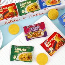 1pc/2pcs/4pcs Novelty Shaped Erasers - Cookie, Ramen, Chocolate, Ice Cream Designs, Pencil Erasers, Suitable For Office & School, Durable & Easy To Clean, Ideal For Students, Teachers, Daily Use, Back To School Gift, Memorabilia, Learning Competition Prize, School Office Supplies
