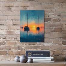 1 Pc Chic Sea Boat Canvas Art  Wooden Framed Canvas Painting -  Thickness 2.25cm/1inch,Home Gift Decoration, Room Decoration Aesthetic, Wall Decoration Art, Perfect Gift, Autumn And Winter Wall Decoration, Living Room Decoration, Bedroom Decoration, Kitchen Decoration, Entry Decoration, Bathroom Decoration, Direct Wall Painting, High Quality Wall Painting Poster