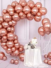 25 Pieces Glitter Rose Gold Balloons, 10 Inch Metallic Rose Gold Balloons For Birthday Wedding Party Decoration Summer Gifts Beach Back To School School Supplies Room Decor