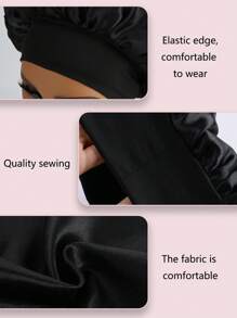 1PC Large Size Solid Hair Bonnet Silk Bonnet Satin Bonnet For Sleeping Satin Hair Bonnets, Soft Elastic Band Silk Sleep Cap, Silk Hair Wrap For Curly Hair - Multicolor - View 11