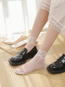 New Summer Short Socks Women Mesh Lace Transparent Lolita Style Invisible Thin Non-Slip Short Ankle Black Low Cut Boat Socks - Multicolor - View 8