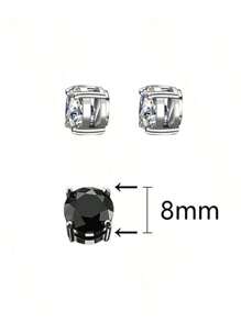 2/8Pcs Men's Fake Perforation Zirconia Earrings Fashion Stainless Steel Magnetic Ear Clip Jewelry Gifts For Adolescent - Multicolor - View 5