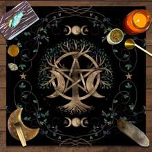 1pc Tree Of Life Tarot Tablecloth, Altar Cloth, Witchcraft Astrology Decor Divination Card Mat, Magic Art Divination Rug, Home Decor, Party Supplies, Room Decor - LIUZB002 - View 1