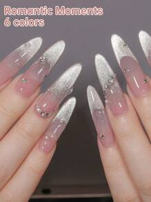 XEIJAYI 6pcs 15ml Romantic Moments Cat Eye Nail Gel Polish, Semi Permanent Nail Art Soaking UV LED Nail Salon DIY Nail Salon Gel For Spring And Summer-With Magnetic Stick Included